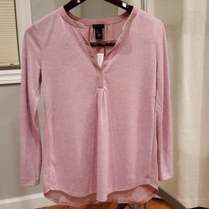 NWT Ann Taylor Factory split neck pink blouse